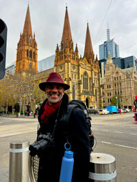 William in front of building in Melbourne William in front of building in Melbourne