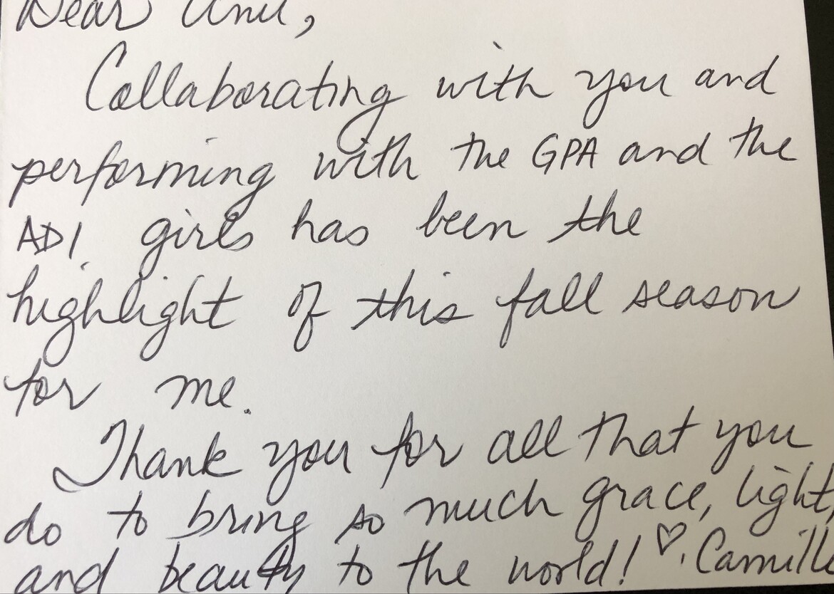 Thank you note from music teacher, Austin, TX Thank you note from music teacher, Austin, TX