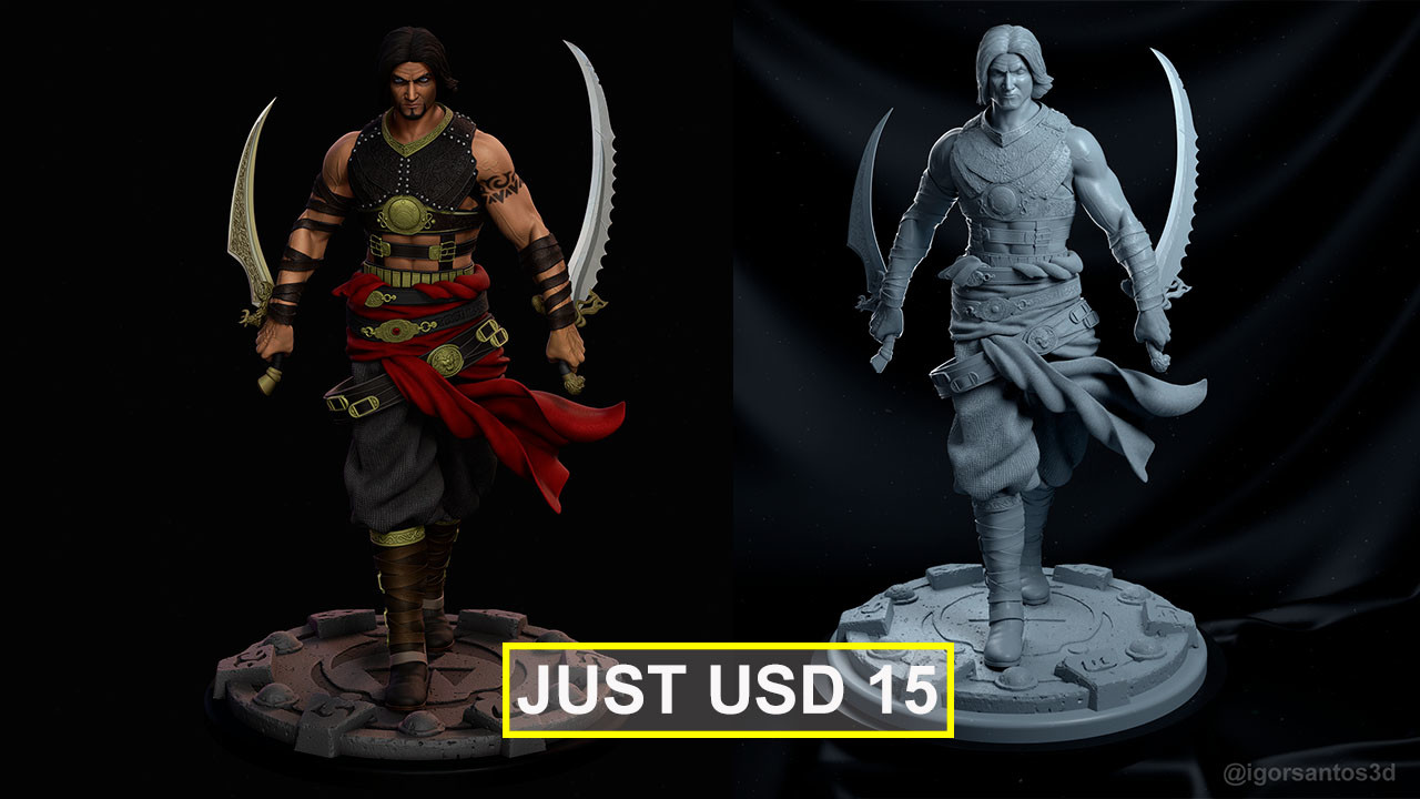 STL file Prince of Persia Warrior Within Statue 3D print model