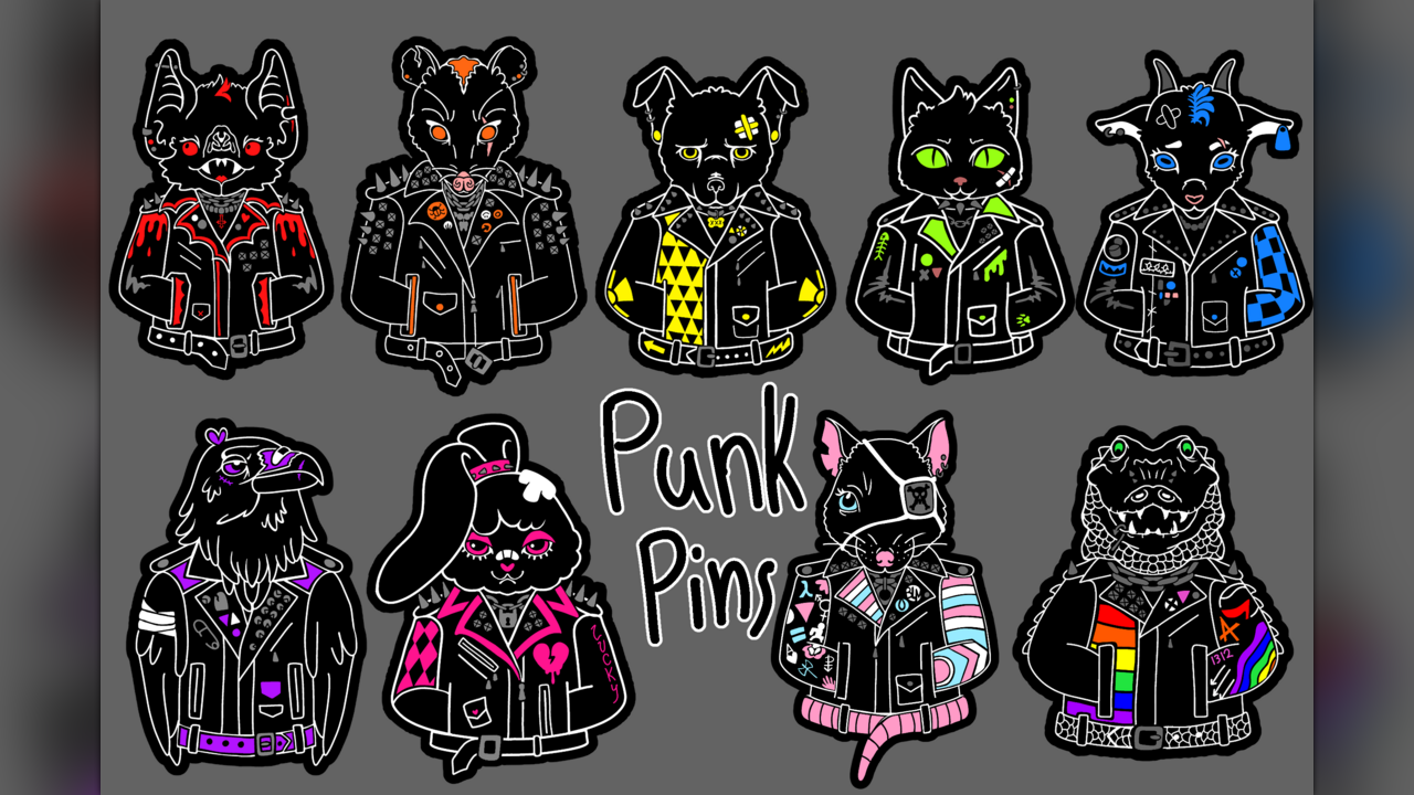 Punk Animals Enamel Pin Series by Gray Kennedy