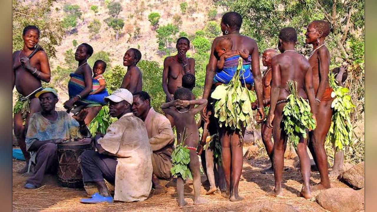 They live naked, choosing to cover certain parts of their bodies with  leaves. by Sadiq DT