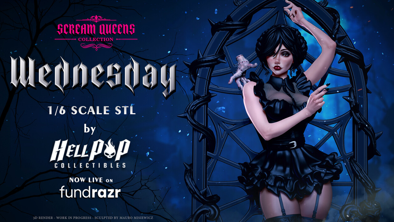 WEDNESDAY Collectible Statue 3D Printable STL by HELLPOP Collectibles