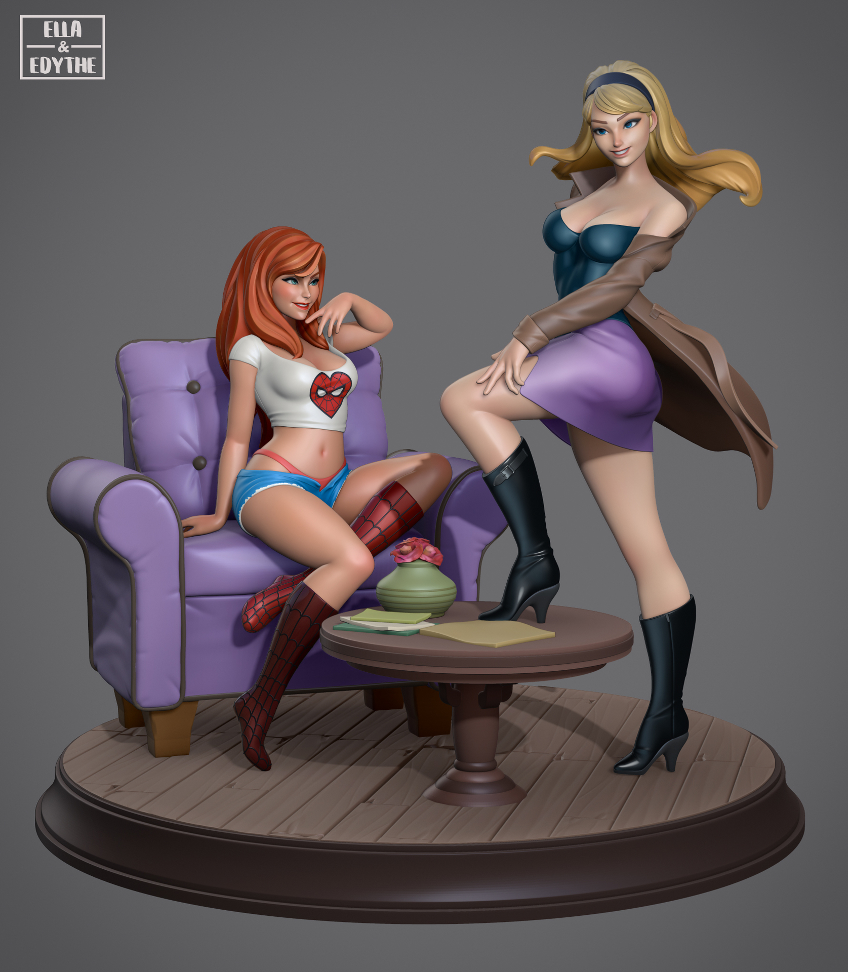 Spiderman: Mary Jane and Gwen Stacy (Completed) by ella art