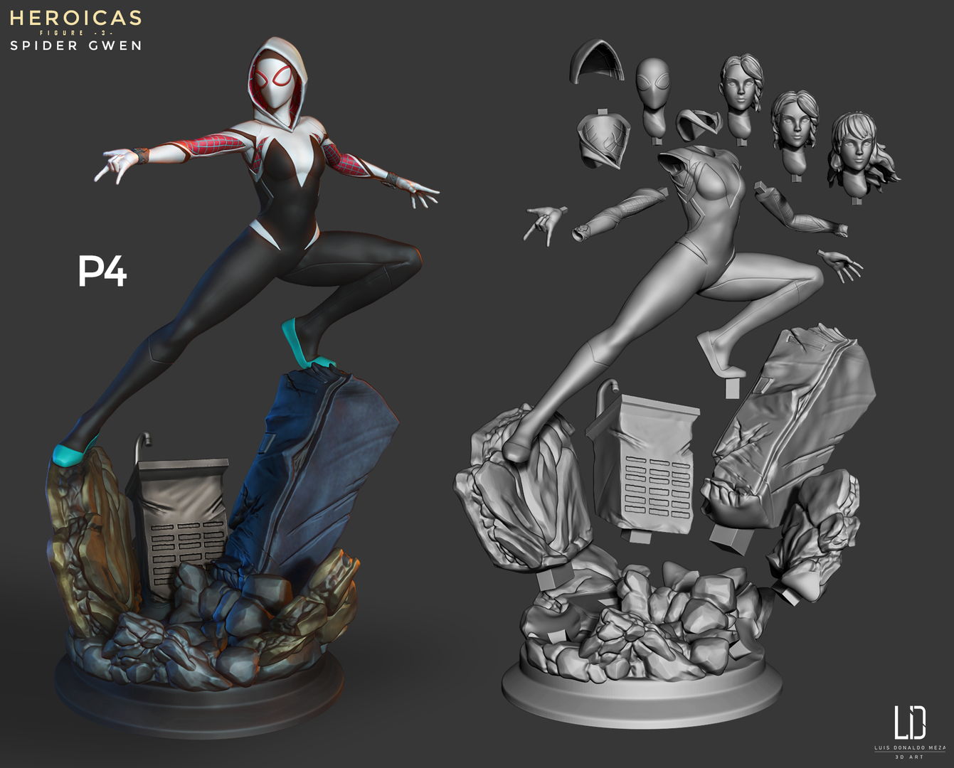 HEROICAS – FIGURE 3 – Spider-Gwen - 3D Print STL by Luis Donaldo Meza  Morales