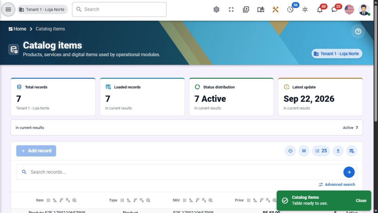 Master data: reusable catalog items