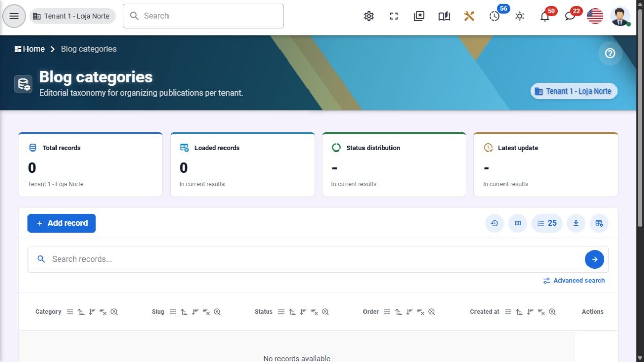 Blog: editorial categories and status
