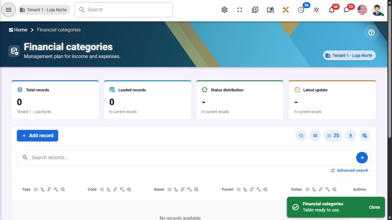 Finance: income and expense categories