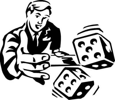 man rolling dice in ink art style