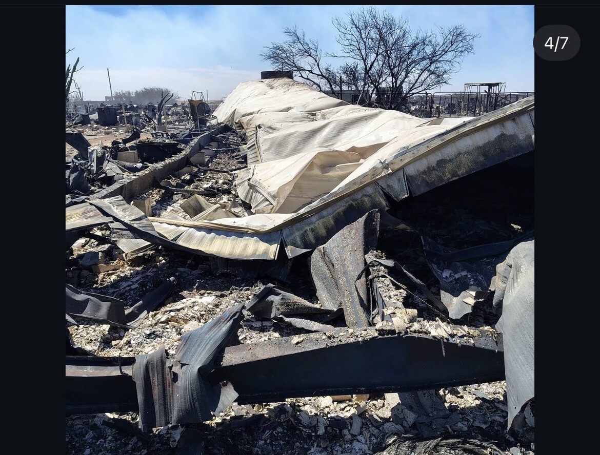 The rubble of their home