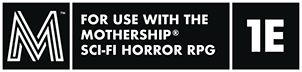 Compatibility logo for the first edition of the sci-fi horror RPG Mothership.