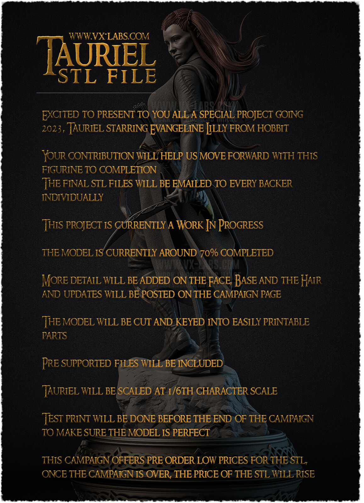 Tauriel 3D Printable STL By VX Labs Tauriel 3D Printable STL By VX Labs