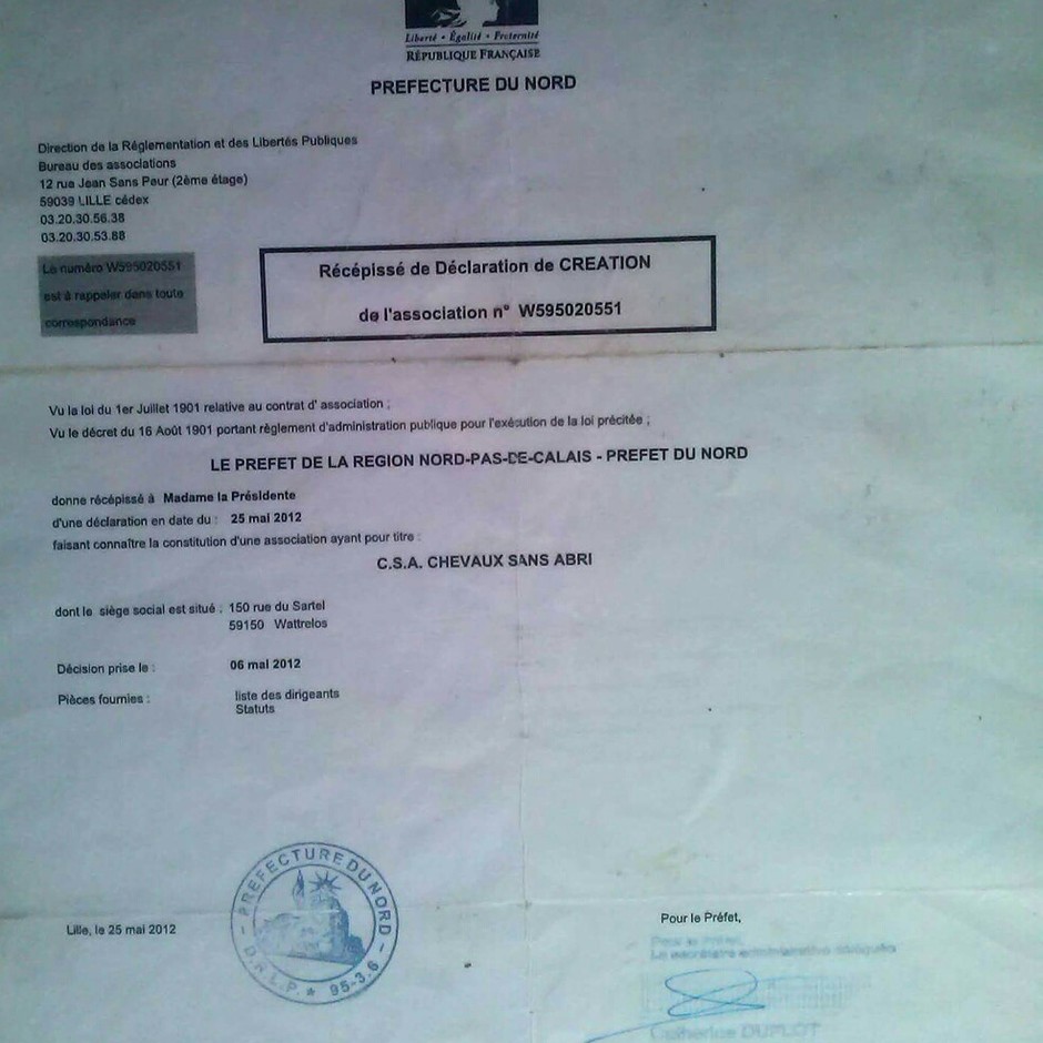 Declaration at the Prefecture Lille