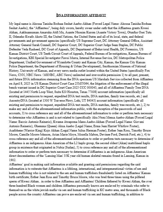 DNA Information Affidavit - Page 1