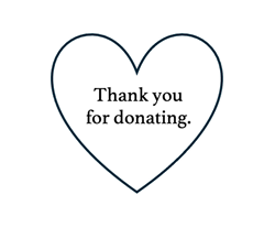 A heart that says "Thank you for donating."