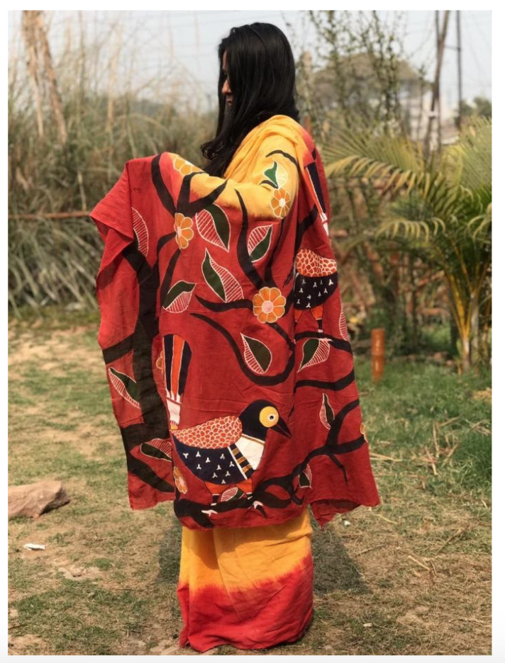 A traditional Bihari sari made from local materials and natural dyes.