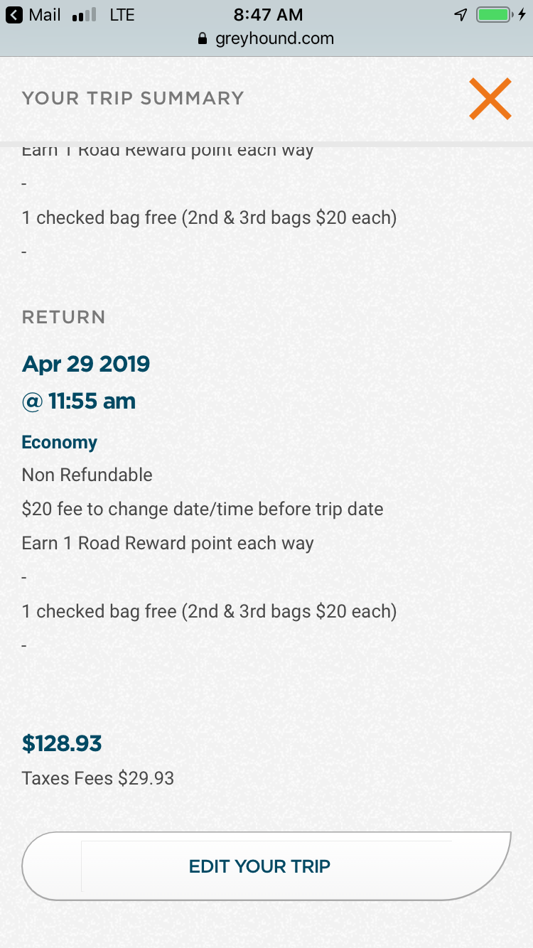 Bus home from Athens ga to Albany ga