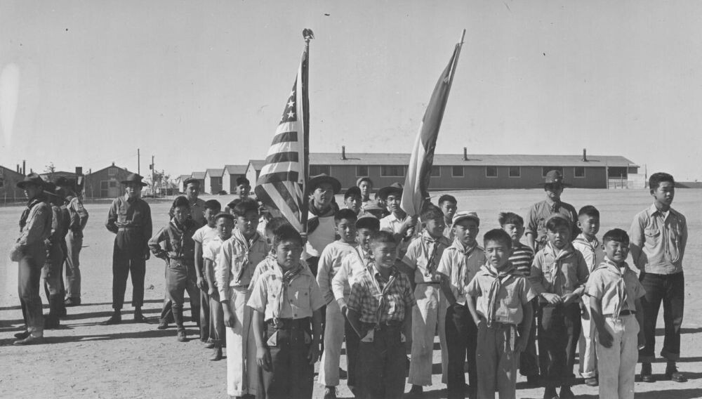 A group of Japanese American boy scouts incarcerated at Amache