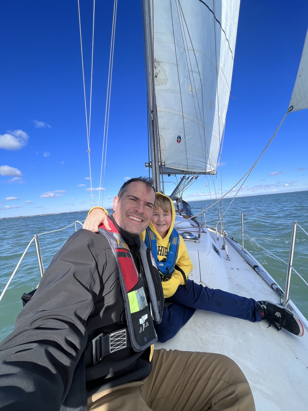 Father and son on the Flying Duchess.
