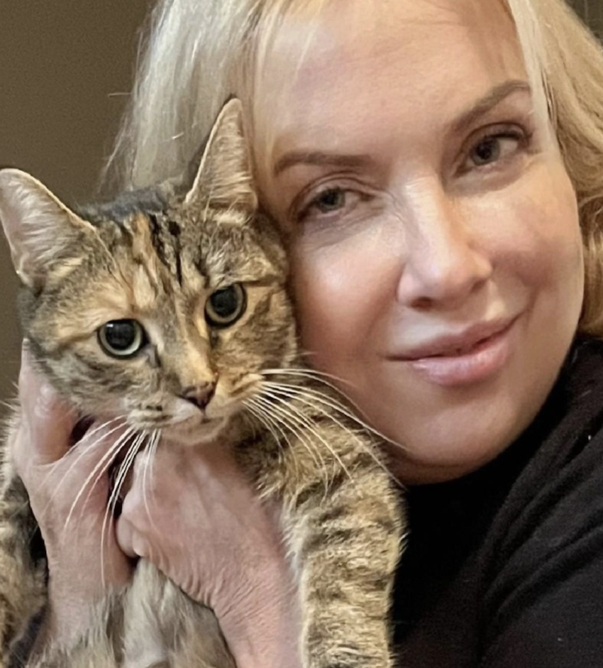 Susan Mackasey with Rescue Cat