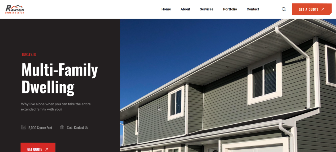 Snippet from Rawson Construction's website.