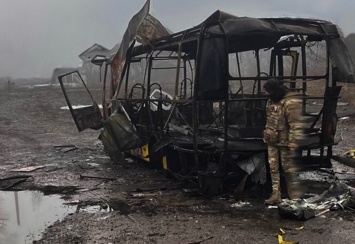 Burnt out 47th Brigade supply truck