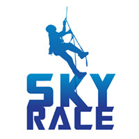 Sky Race logo with person climbing up building