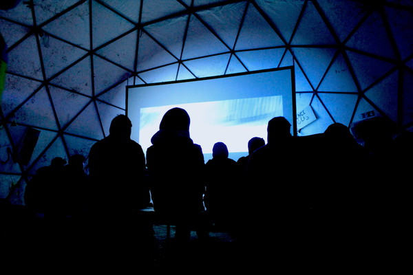 Film screening in the camps