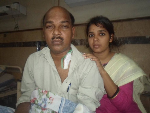 Mr. Raza with his daughter in Hospital