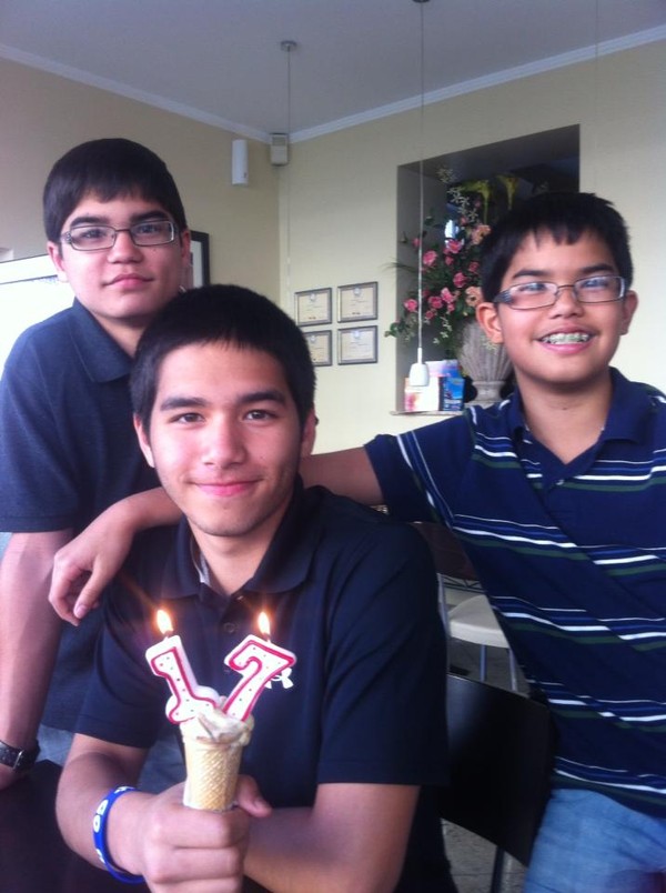 L-R Zhon, Shawn, Ian on his 17th birthday