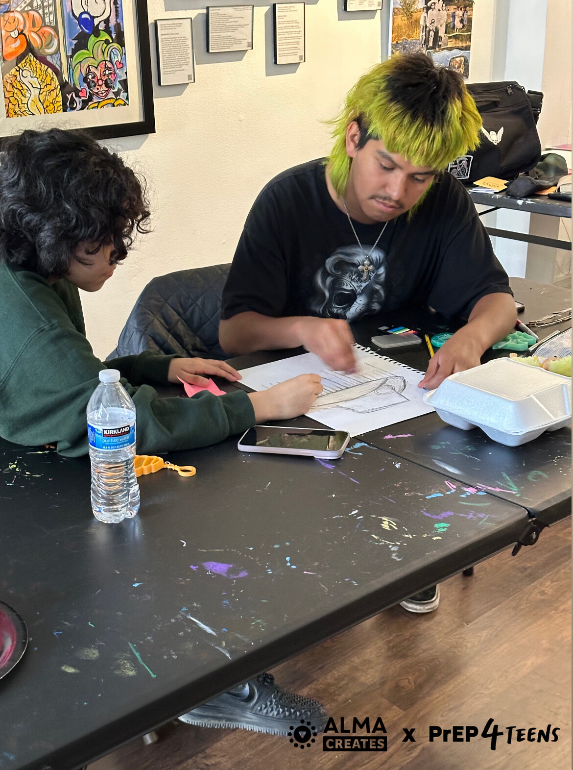 Two ALMA Creates art fellows at the 2024 ALMA Creates retreat.