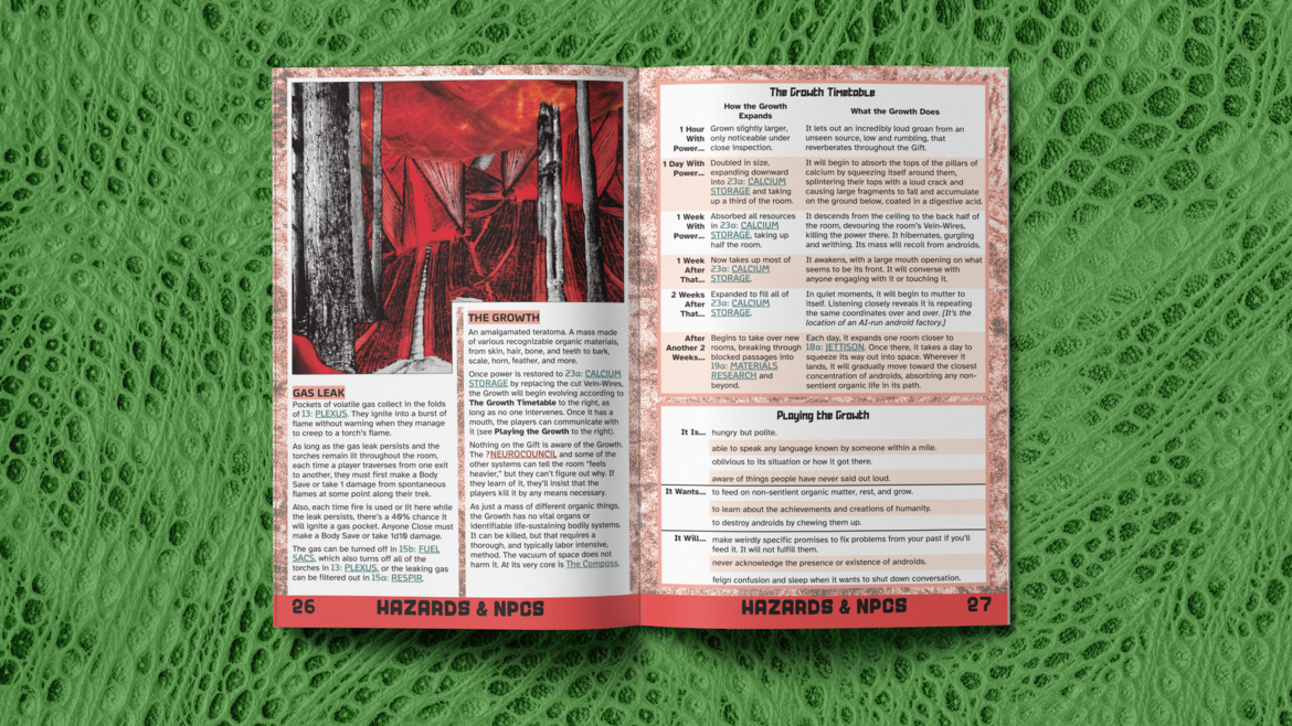 Mockups of the physical book, showcasing an internal spread.