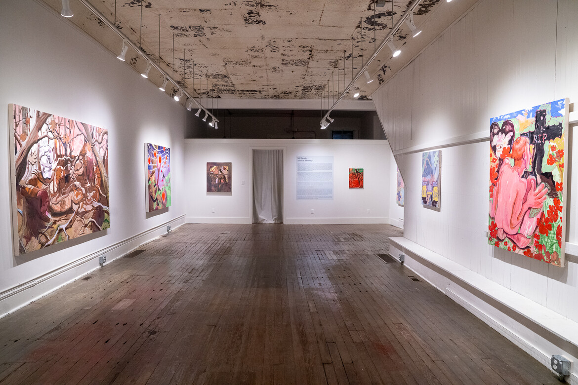 Installation view of "Muscle Memory" by MC Sparks, currently on view at Institute 193