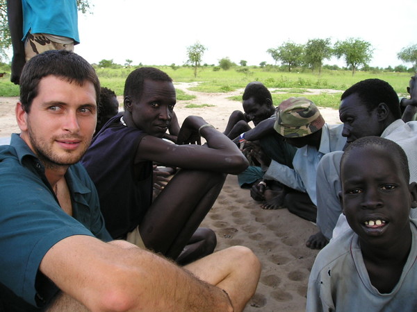 Steve hanging with kid in South Sudan