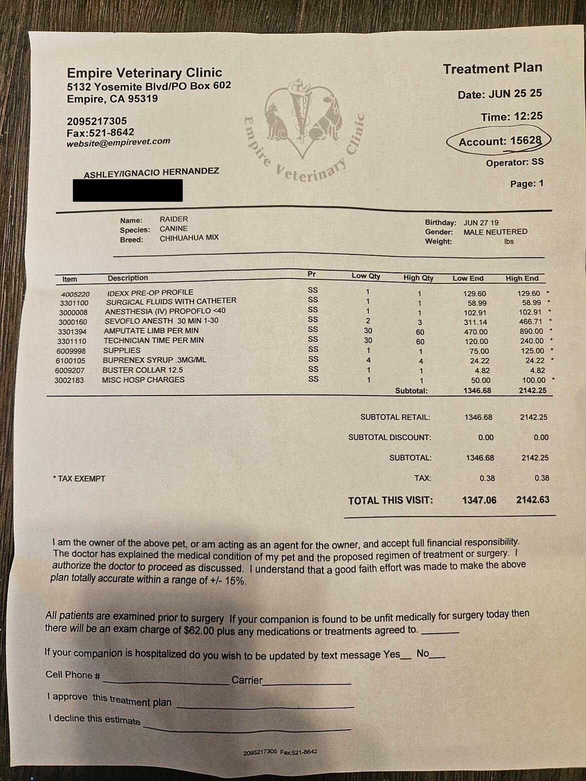Vet Bill