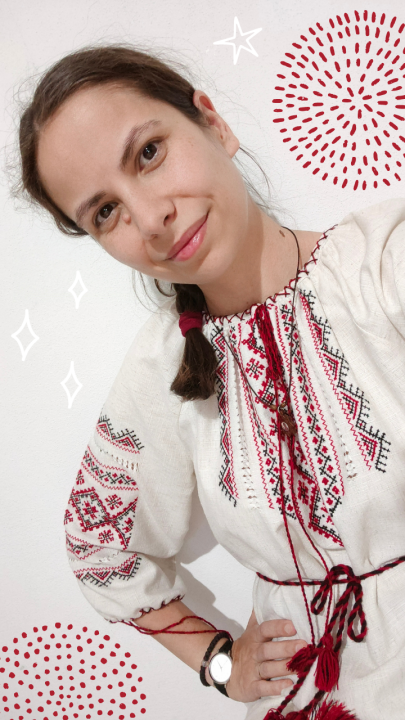 Wearing a traditional Romanian dress