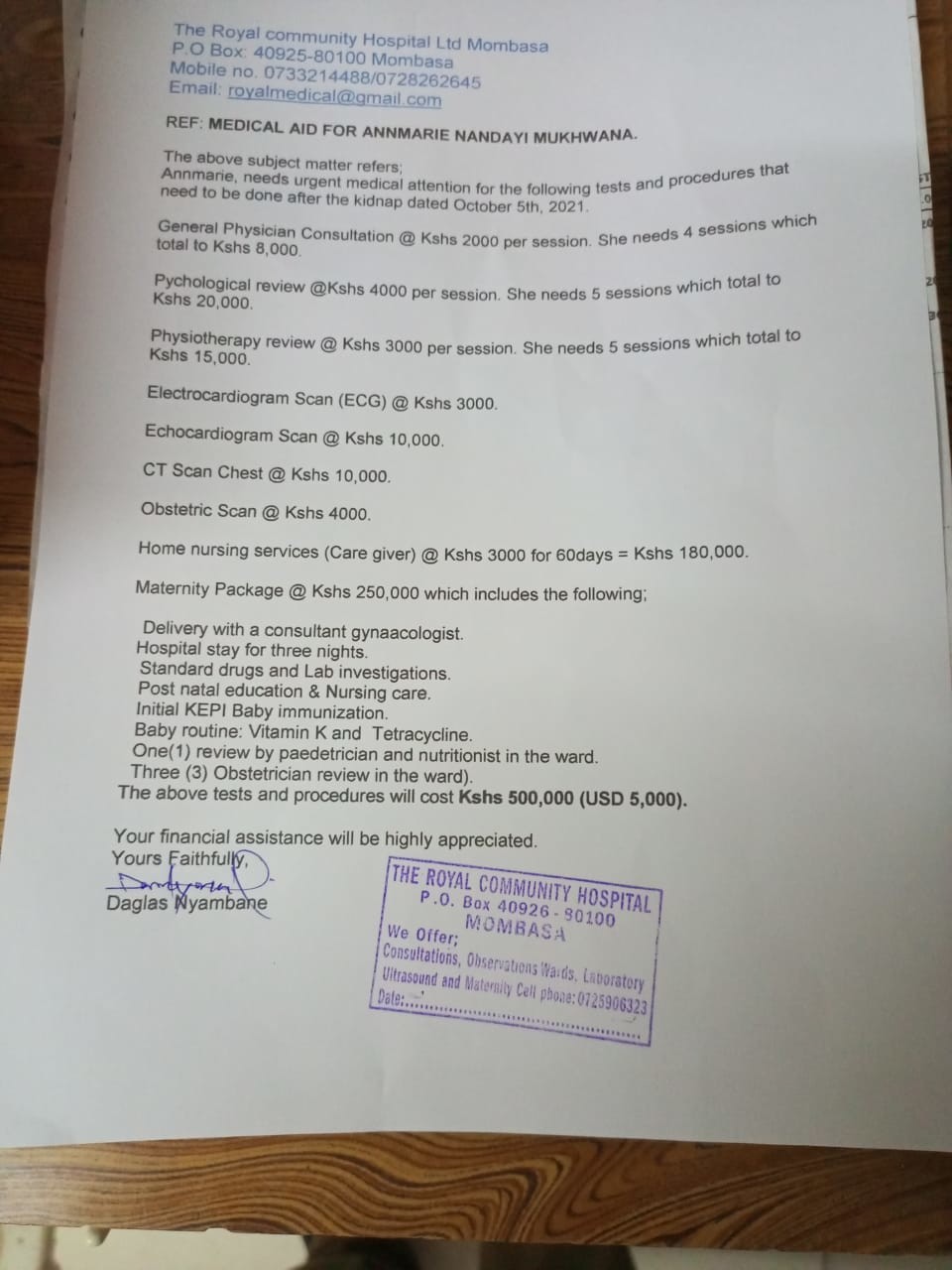 Medical Application Form From Hospital