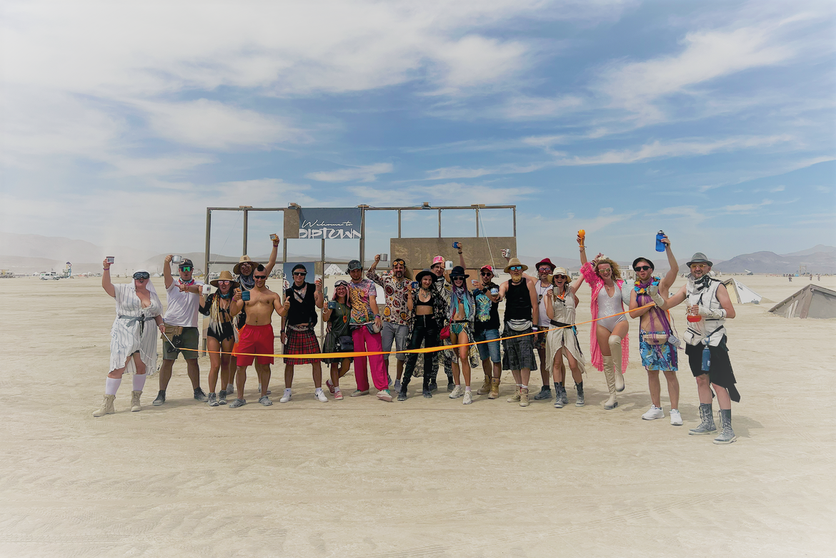Our team at the grand opening of Diptown at Burning man 2022