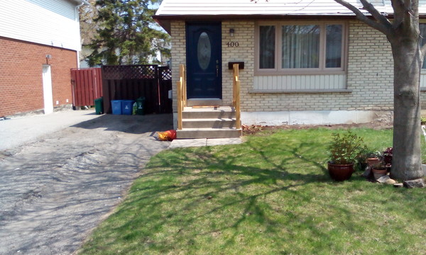 The front of the house where the deck and platform lift will go.