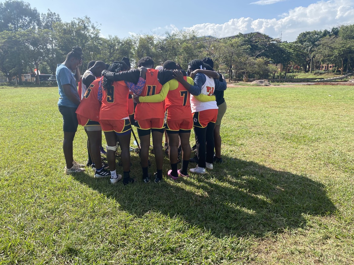 Team praying after the training.