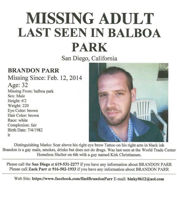 Brandon's missing persons flyer -- please print and post in San Diego if you can