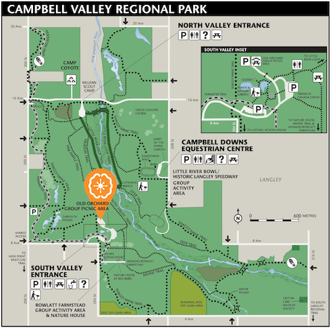 Campbell Valley Regional Park Map with Walk Location