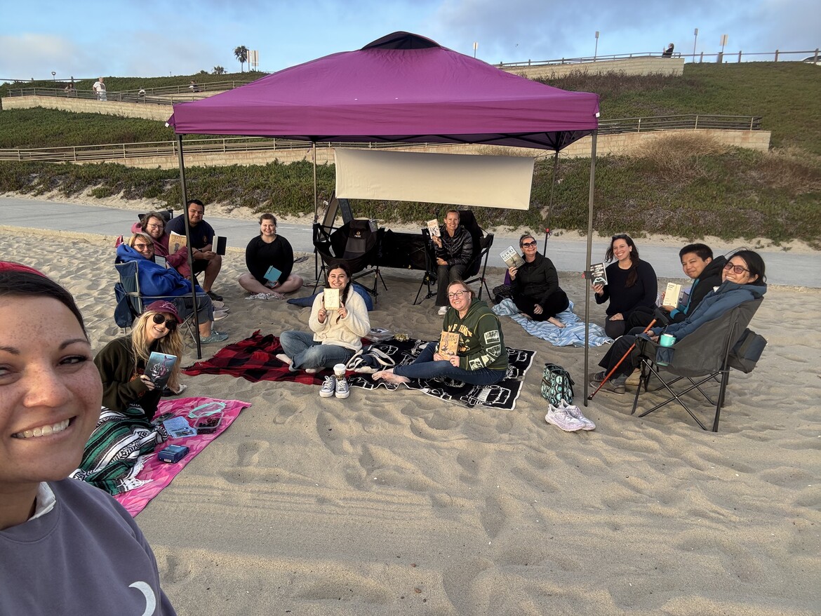Silent Book Club on the Sand below Miramar Park