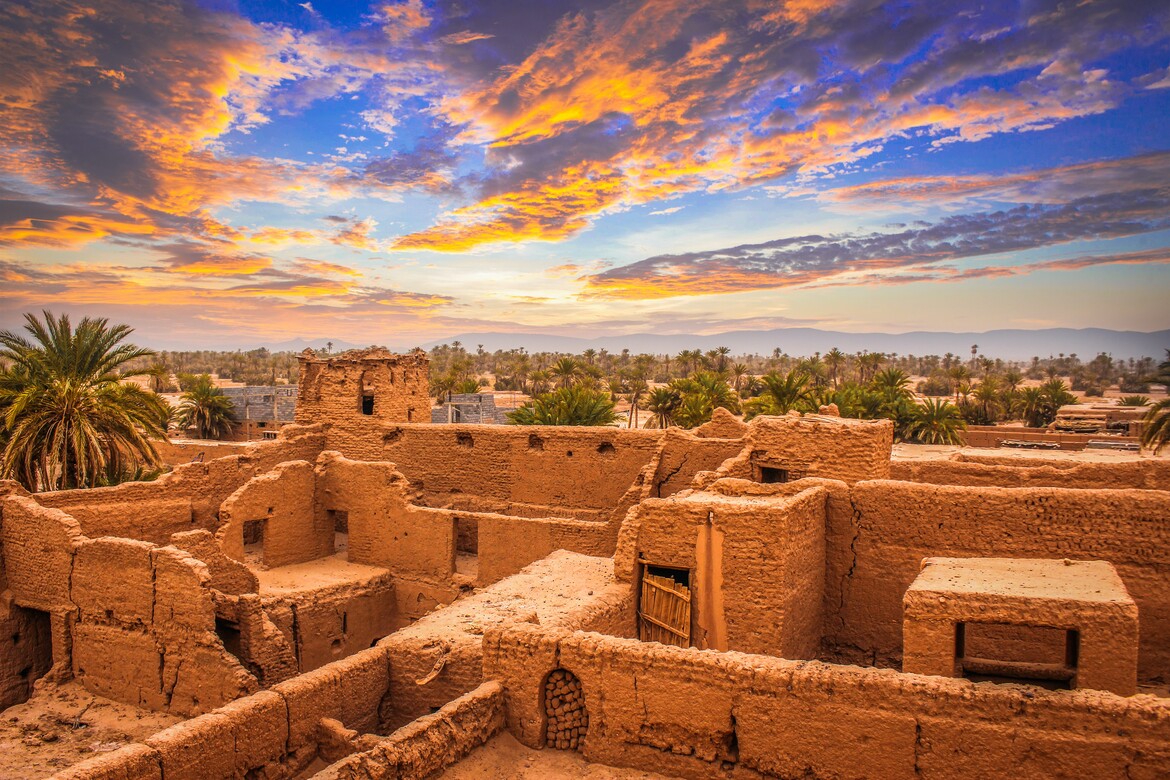 A view of the Kasbah in the sunset