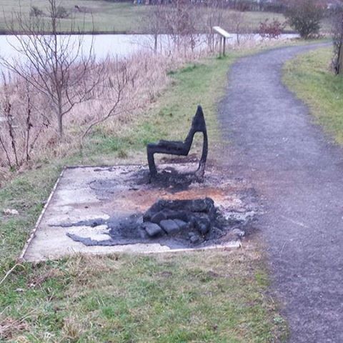 The Memorial Bench, Purchased by Mrs Bull in loving memory of her late husband, Albert Bull - Totally destroyed by fire.