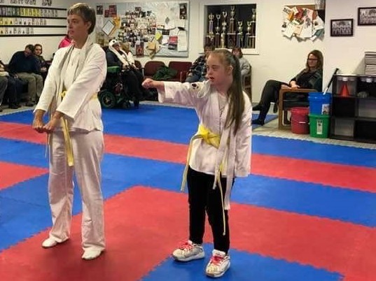 Chelsea after earning her yellow striped belt