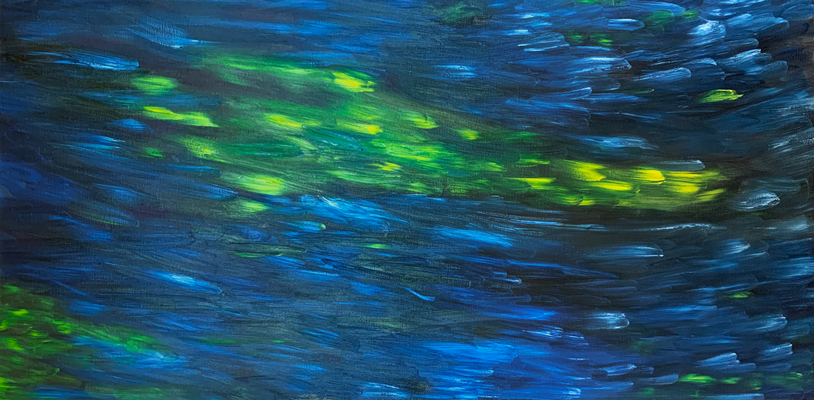 Blue and Yellow Abstract - Oil on Canvas
