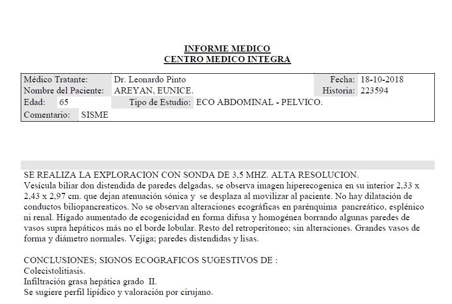 inform of the ecosonogram