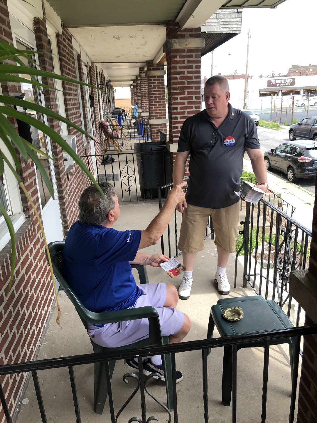 Pete hard at work canvassing