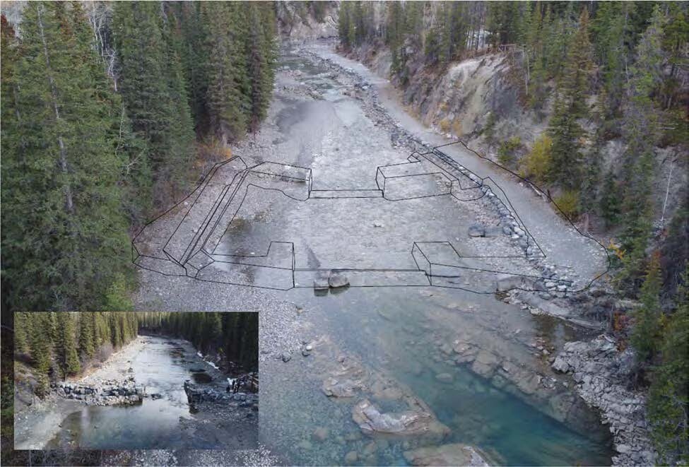 Location on river at low flow