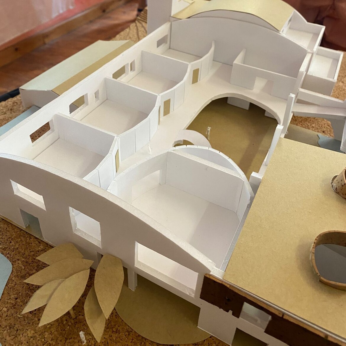 Architectural Model showing the future classrooms inside of the warehouse